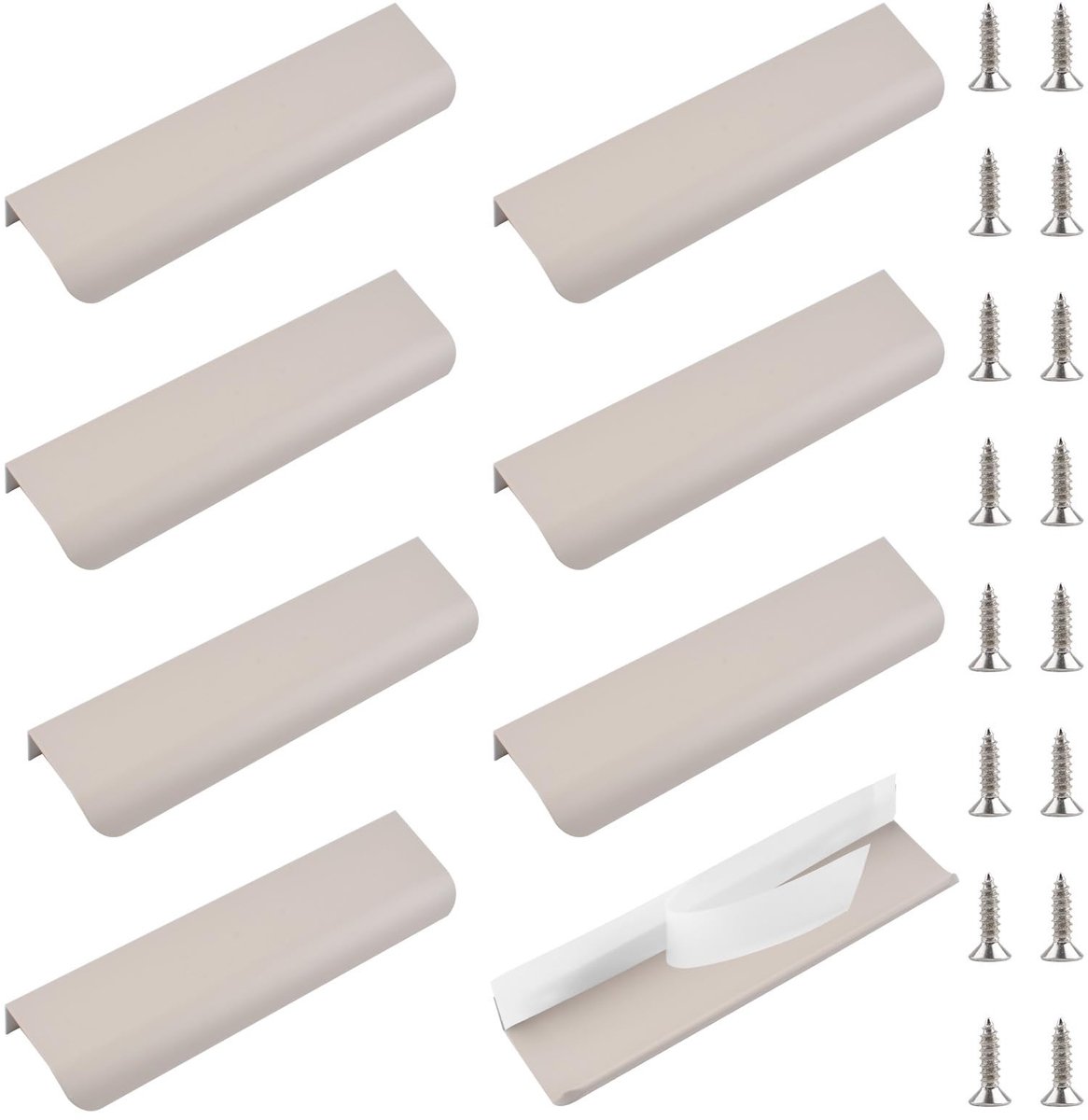 Dailygoods- Vingerrandtrekker 8st - Zelfklevende Trekkers - Gebogen Aluminiumlegering - Onzichtbare Handvatten - 80mm - Comfortabele Bevestiging - Ladegreep