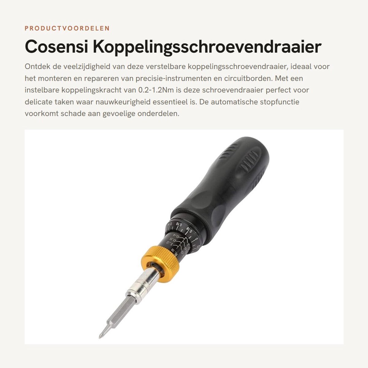 Dailygoods - Koppelingsschroevendraaier - Verstelbaar - Precisie - 0.2-1.2Nm - Multifunctioneel - Geschikt voor delicate taken