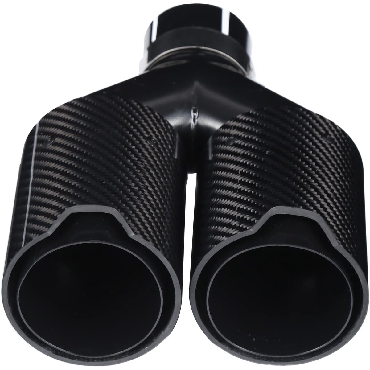 Dailygoods- Uitlaatpijp Y-Vormige - Dubbele Uitlaat - Koolstofvezel/Roestvrij Staal - Universele Montage - Luchtinlaat 63 mm - Totale Lengte 250 mm - Uitlaatdemper
