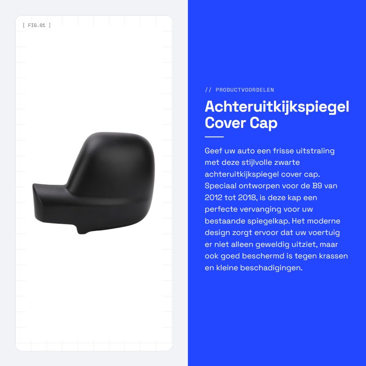 Dailygoods- Achteruitkijkspiegel - Zwart - Buitenspiegelkap - Vervangingsonderdeel - Duurzaam PP-materiaal - Eenvoudige installatie