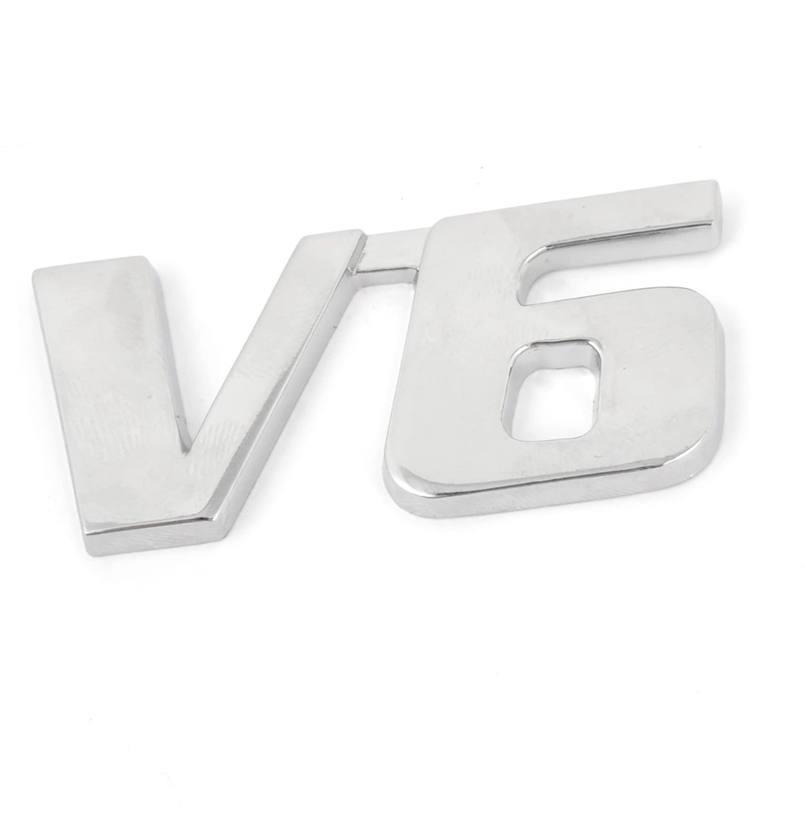 Dailygoods- Embleem V6-vorm - Metaal - Zilverkleurig - Badge - Decoratie - Afmetingen 5,5 x 2,5 x 0,3 cm - Autobadge