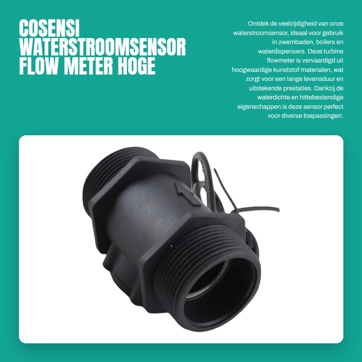 Dailygoods- Waterstroomsensor Hoge Gevoeligheid - Debietmeter - Kunststof - Waterdicht - Hittebestendig - Model YF-DN40 - G1.5in Buitendraad