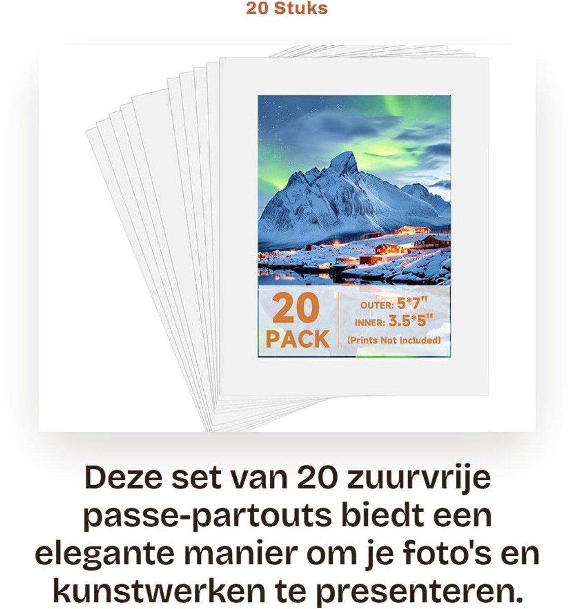 Dailygoods- Fotopassepartouts 20 Stuks - 12x18 cm - Uitsparing 10x12 cm - Zuurvrij - 4-laags Montagebord - Wit - Hoogwaardig Karton - Passe-partout