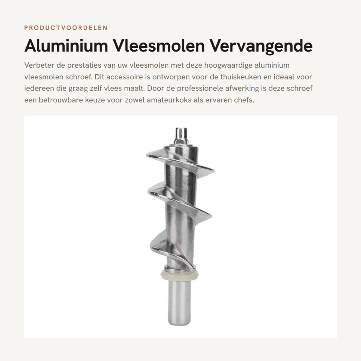 Dailygoods- Vleesmolen Professioneel - Aluminium Accessoire - Vervangende Schroef - Eenvoudige Installatie - Duurzaam - Verbeterde Prestaties - Vleesmachine