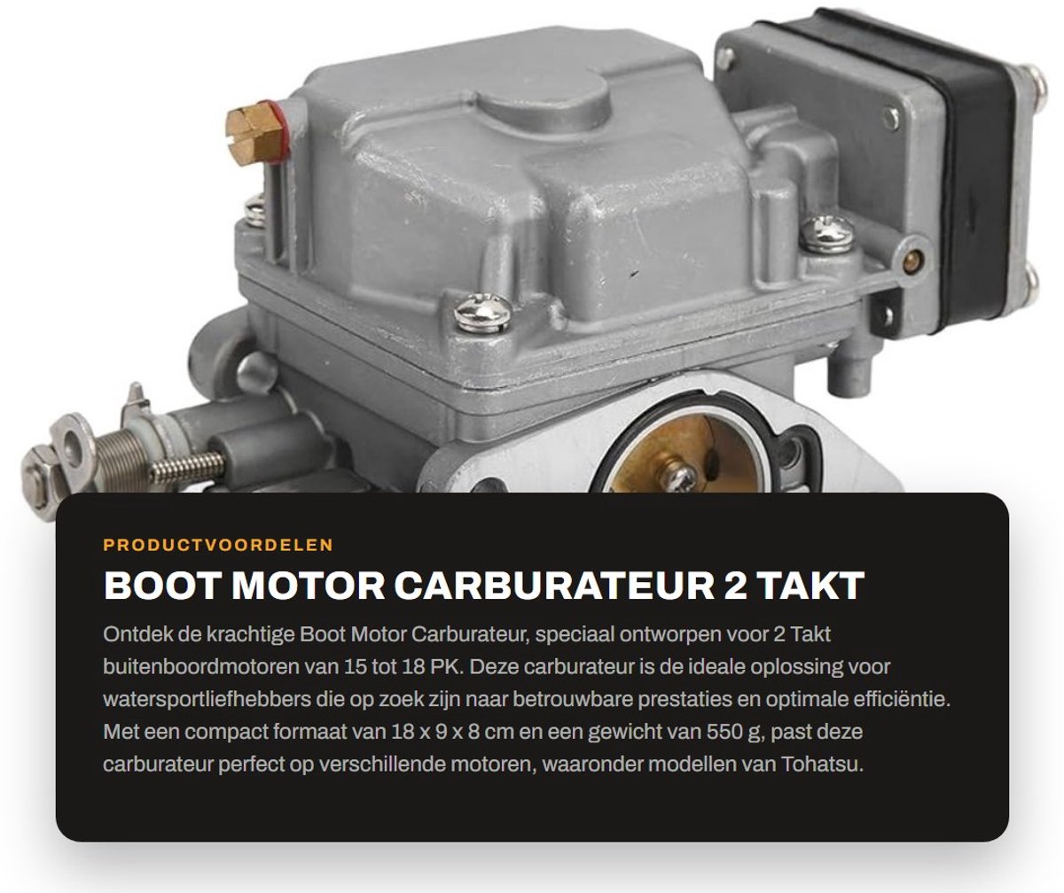 Dailygoods- Carburateur 2 Takt 15/18 PK - Buitenboordmotor - Tohatsu - Motor - Carburateur Reiniger - Schokbestendig