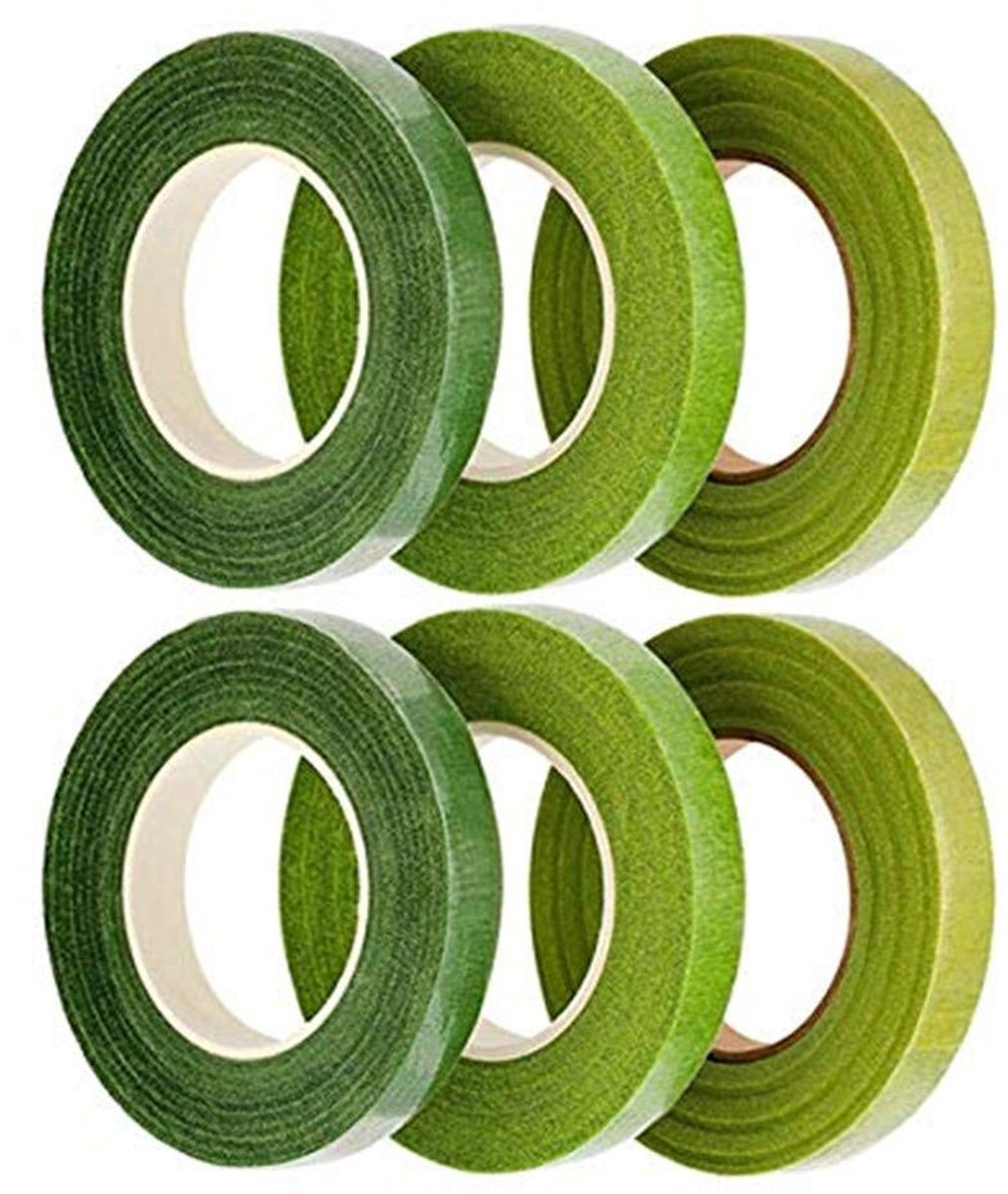 Dailygoods- Bloemenlint 6 Stuks - Groene Bloemisten Tape - Bruiloft Decoratie - Kunstbloemen Ambachten - 30 Meter - 12 mm Breedte - Bloemistentape