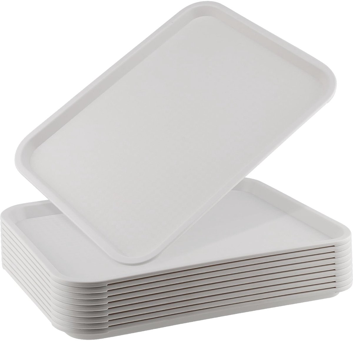 Dailygoods- Serveerblad 35 x 25 cm - Plastic Dienblad - Rechthoekig Tray - Voedsel Tray - 10 Stuks - Wit - Voedseltray