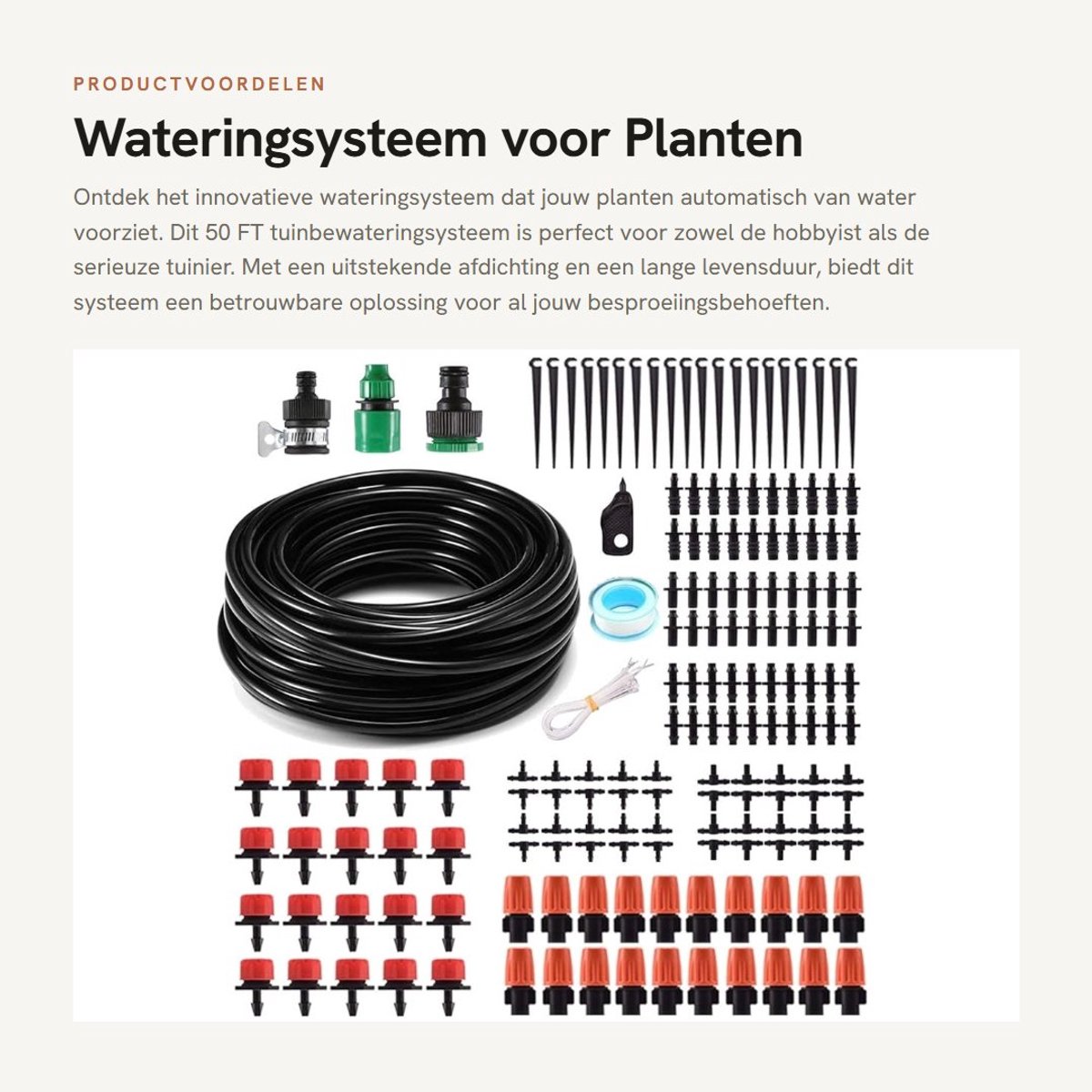 Dailygoods- Bewateringssysteem met 50 FT slang - Waterdruppelaar - Irrigatiesysteem - Automatische besproeiing - Waterbesparing - Lange levensduur - Tuinirrigatie