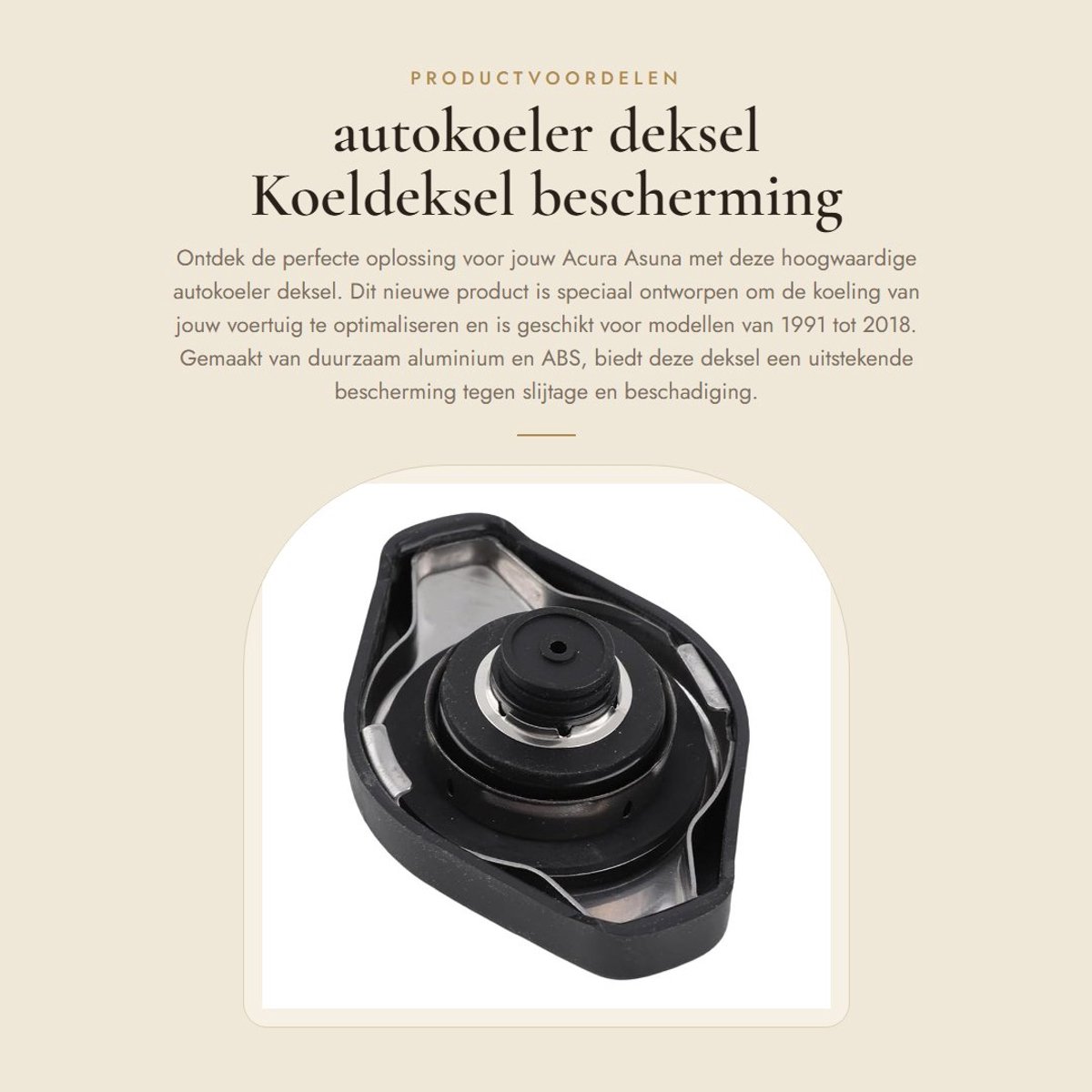 Dailygoods- Autokoeler Deksel Aluminium - Beschermdeksel - Koeldeksel - Geschikt voor Acura/Asuna - 1991-2018 - Gewicht 33 g
