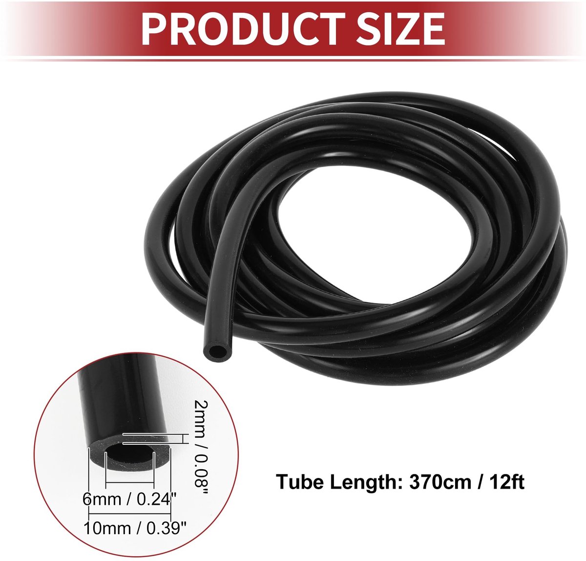 Dailygoods- Vacuümslang 130PSI Max - Hittebestendig - Siliconen - 12FT - 6mm Binnendiameter - Eenvoudig te installeren - Siliconenslang