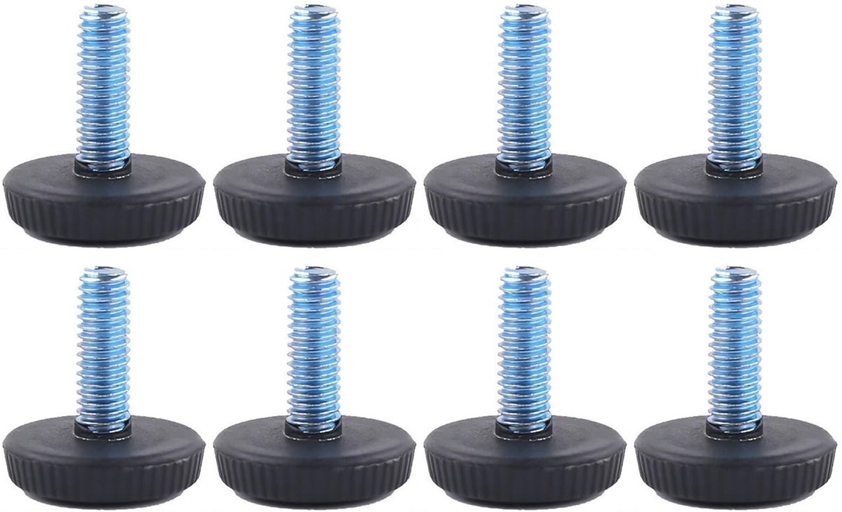 Dailygoods- Nivelleringsvoeten set van 8 - Verstelbare meubelnivelleringspoten - M6 schroefdraad - Antislip rubberen bodem - Duurzaam verzinkt staal - Totale hoogte 25 mm - Meubelpoten