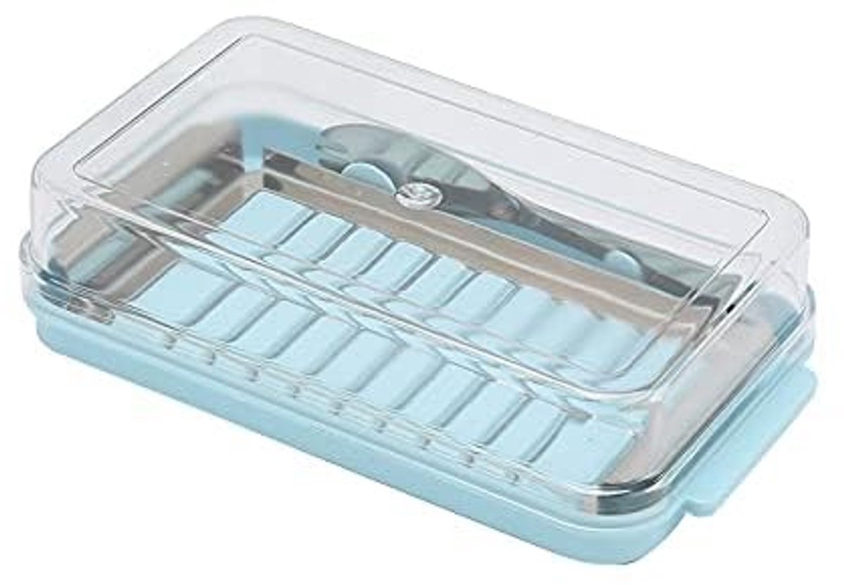 Dailygoods- Botersnijdercontainer Roestvrij Staal - Onbreekbare Plastic Deksel - Botermes - Duurzaam - Grote Capaciteit - Glad en Dikte Randen - Boterhouder