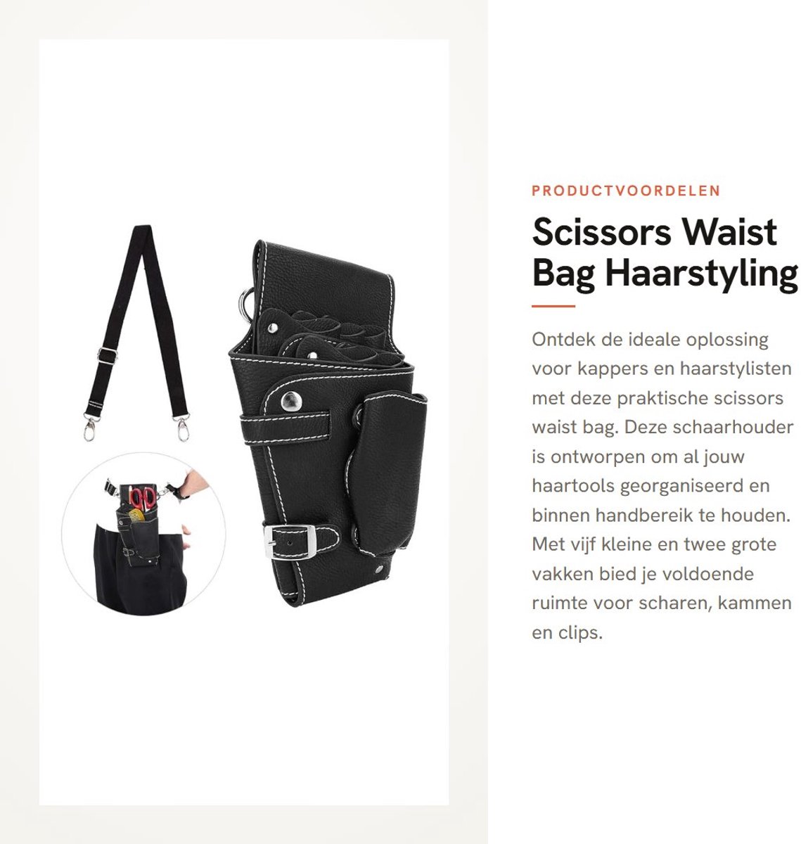 Dailygoods- Heuptas Dubbellaags Ontwerp - Kappersschaar Houder - Professionele Salon Tas - Waterdicht PU-leer - Grote Capaciteit - Verwijderbare Riemen - Kappersschaarzak