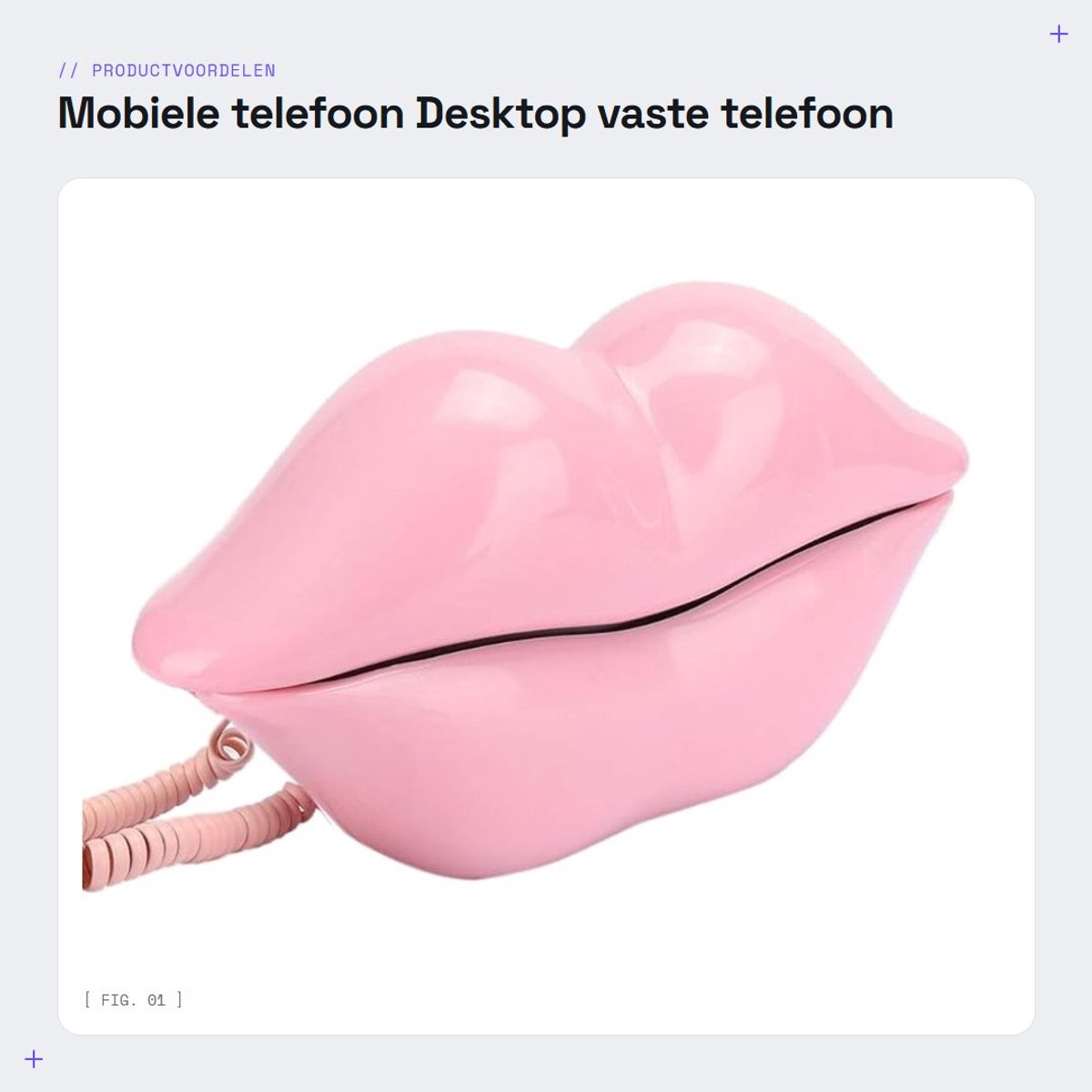 Dailygoods- Vaste Telefoon - Mondvormige Lip-telefoon - Helder Geluid - Nummeropslagfunctie - Kunststof - Roze