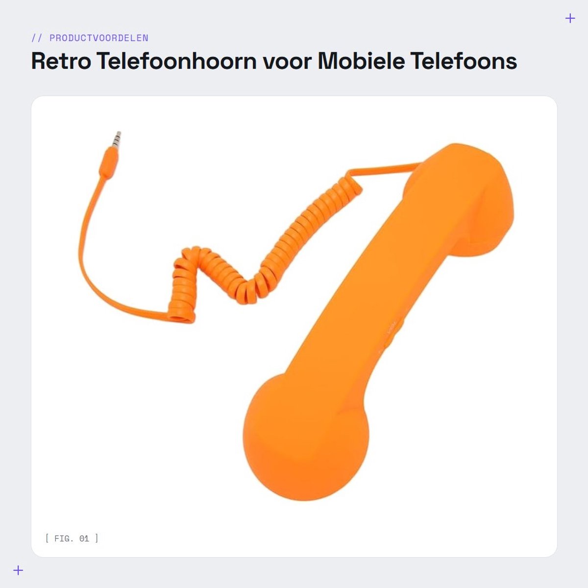 Dailygoods- Telefoonhoorn Retro - Handset met 3,5 mm-plug - Verstelbaar volume - Antwoordknop - Flexibel gebruik - Stralingsbestendig