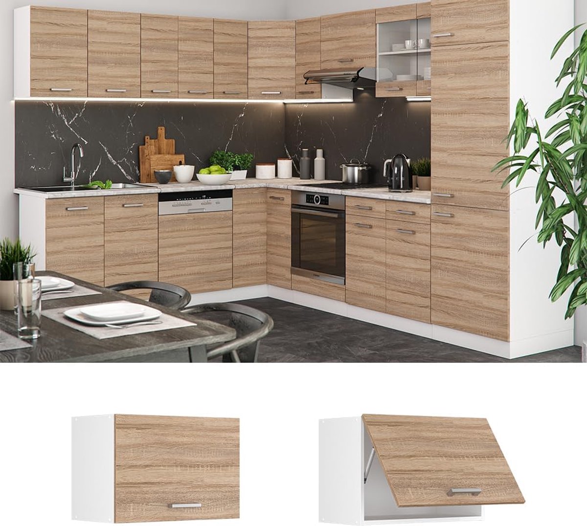 Keukenkast Hangend - Wandkast Keuken - Opbergen Keukengerei - Modulair Systeem - 60 cm Bre