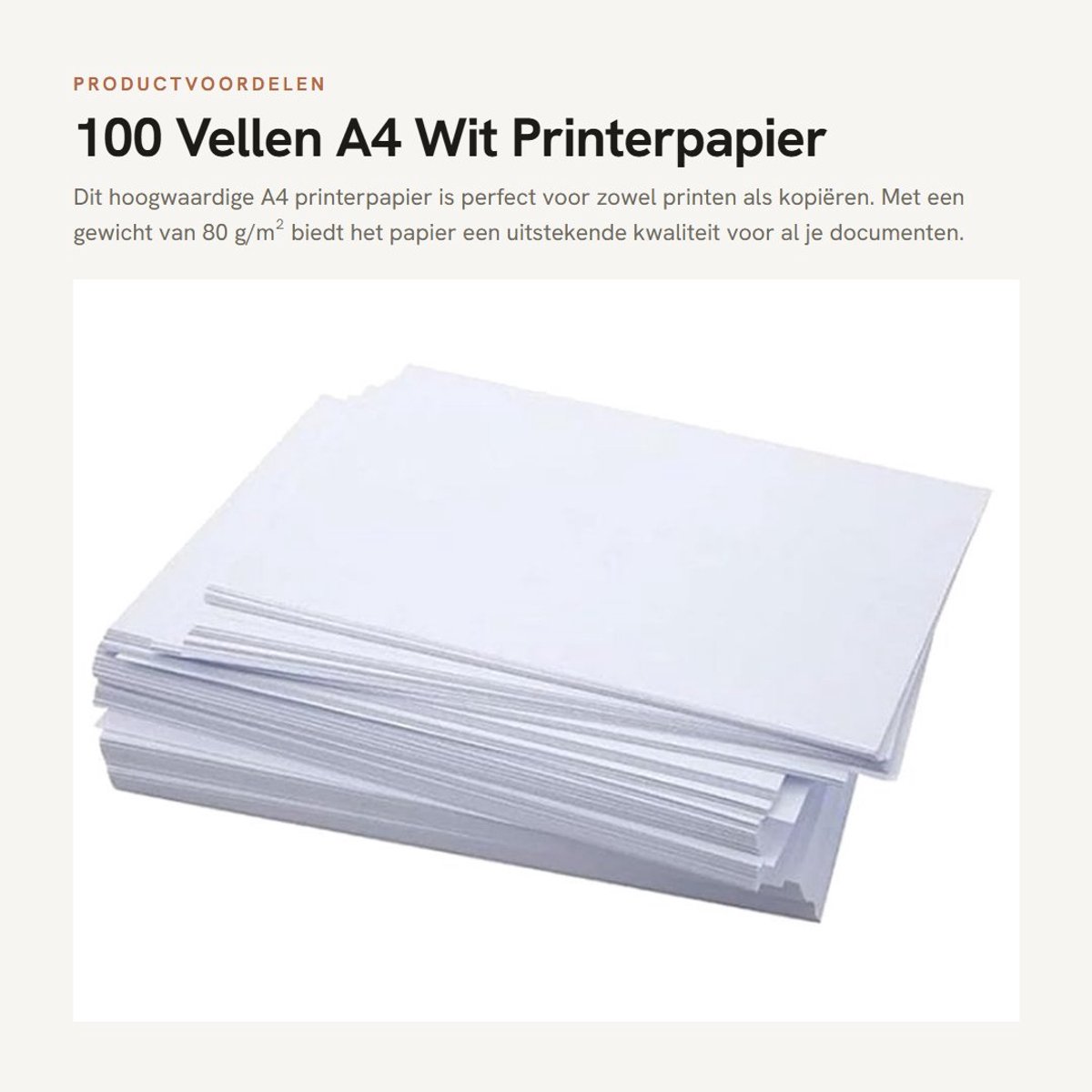JHUBERS- Printerpapier A4 Wit 80 g/m² - Kopieerpapier - Dubbelzijdig bedrukken - Geschikt voor laser/inkjetprinters - 100 vellen - FSC-gecertificeerd
