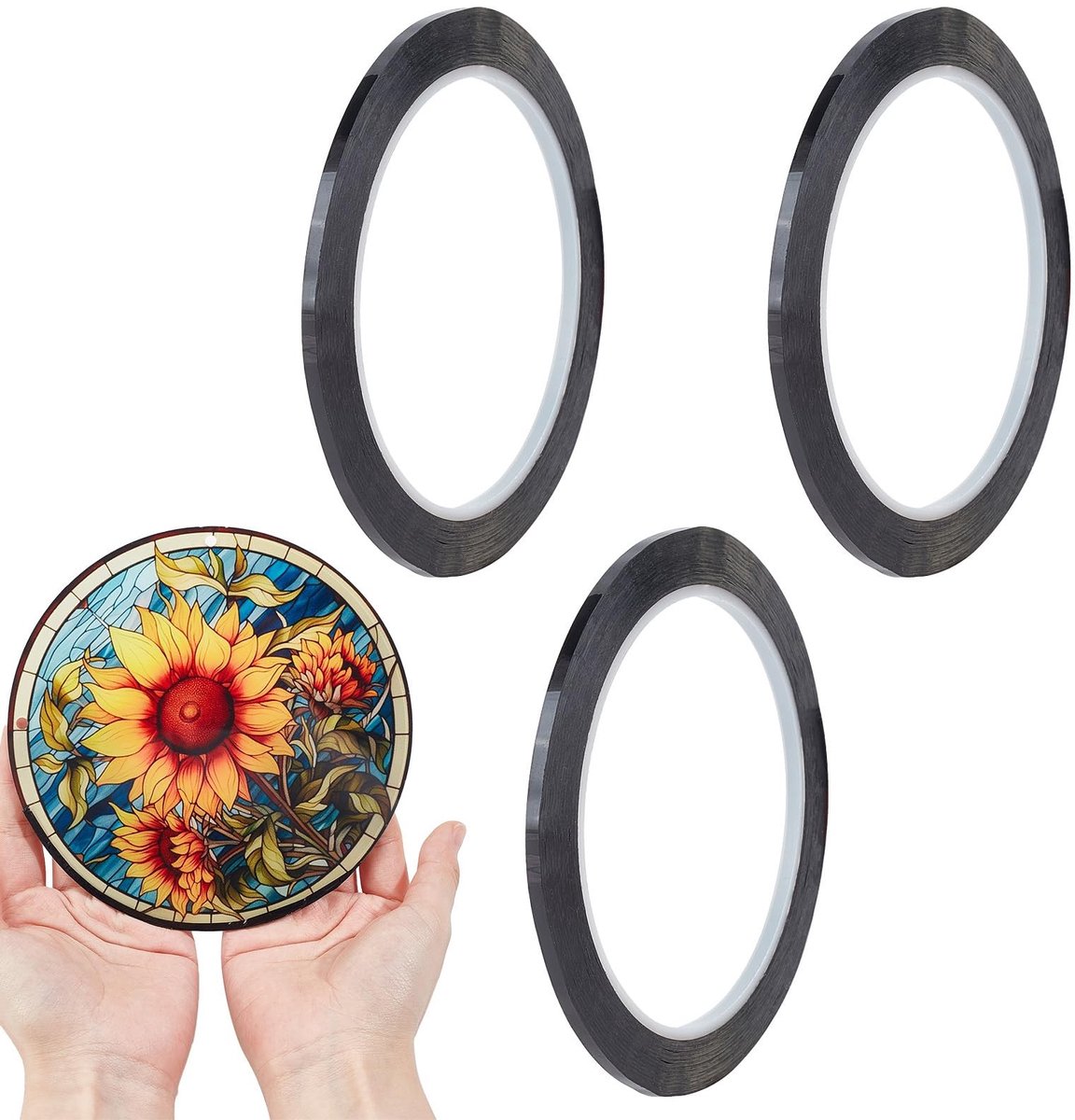 Dailygoods- Loodlijnen 3 Rollen - 66 Meter Kunstmatige Loodlijnen - Zelfklevende Glazen Lijnstickers - PET Glasstickers - Geleidelijnen - Zwart - Glaslijn