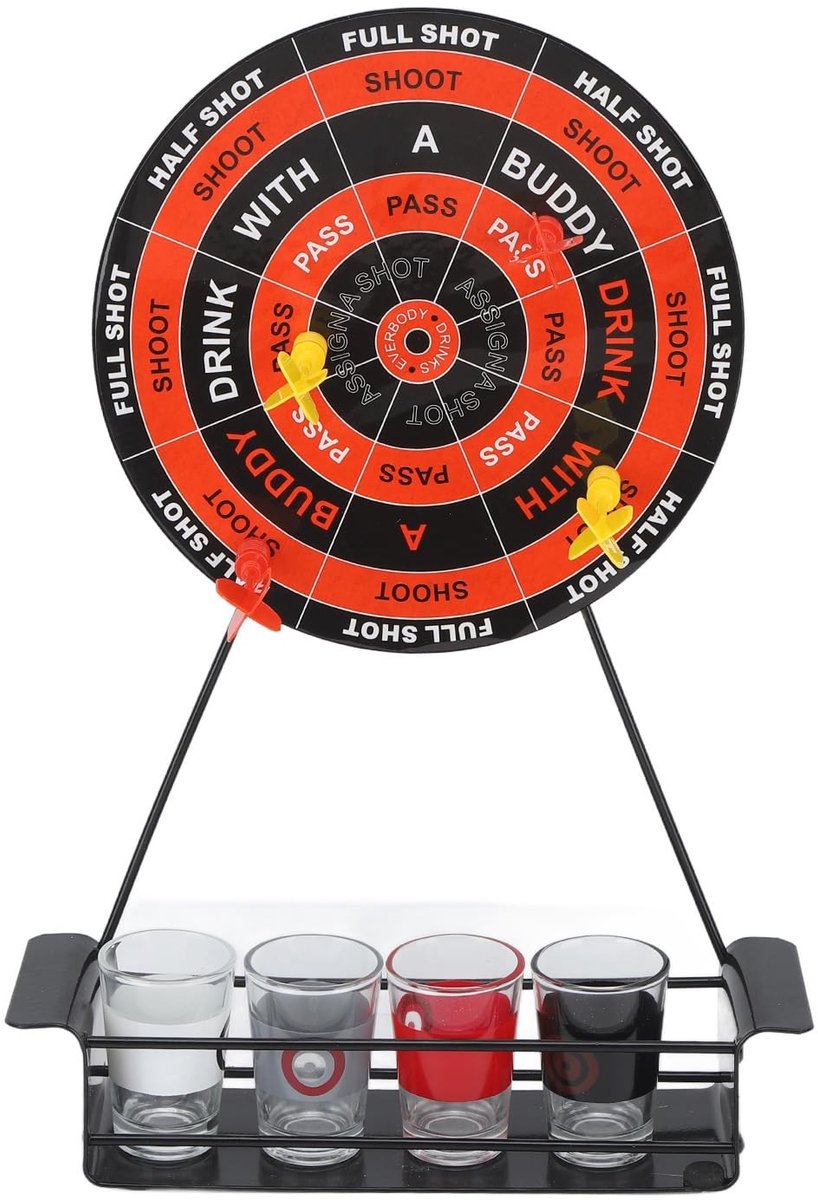Dailygoods - Draai de Fles Magnetische Darts Drinkspel - Leuk Drinkspel - Perfect voor Feesten en Bar - Inclusief Beker en Darts - Geschikt voor 4 Spe...