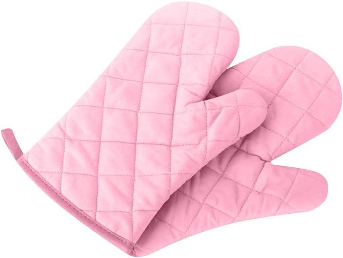 Ovenwanten - Hittebestendige handschoenen - Veilig koken - Verstevigde voering - 28x18 cm - Roze