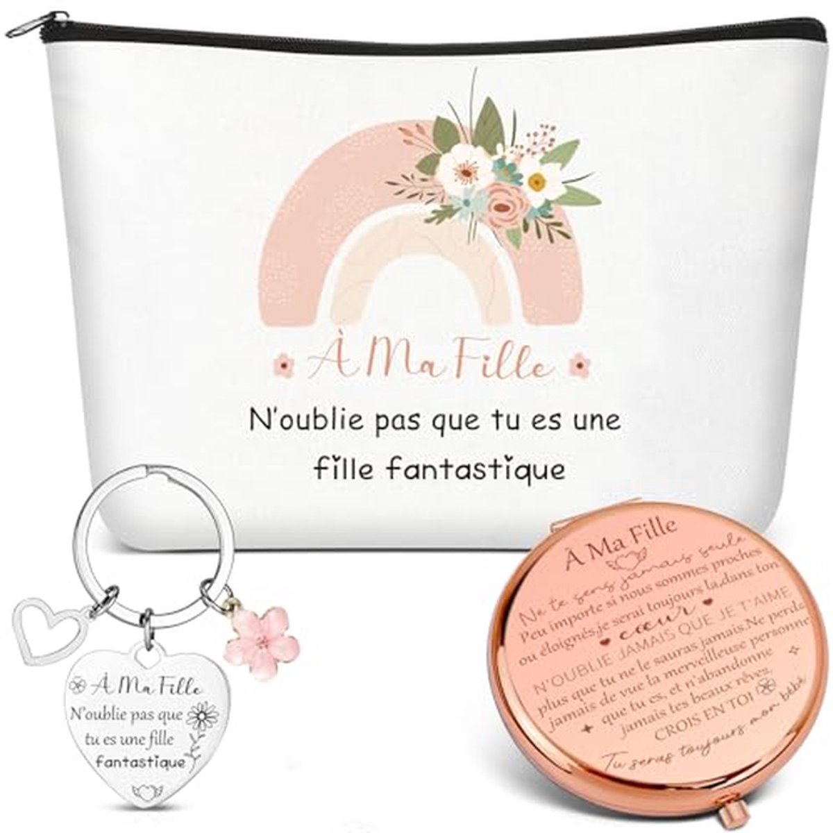 Cadeauset Dochter - Make-up tas set - Bijzondere gelegenheden - Hartvormige hanger - 23 cm tas - Zoals afgebeeld