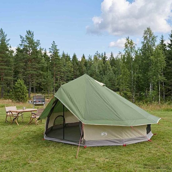 vidaXL - Tipi - Tent - met - dak - Groen - 700 - x - 700 - x - 395 - cm - Polyester - en - Staal van Vidaxl — afbeelding 4