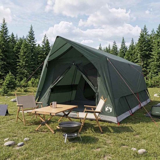 vidaXL - Tunneltent - met - dak - Legergroen - 10-persoons - Polyester - en - Staal van Vidaxl — afbeelding 3