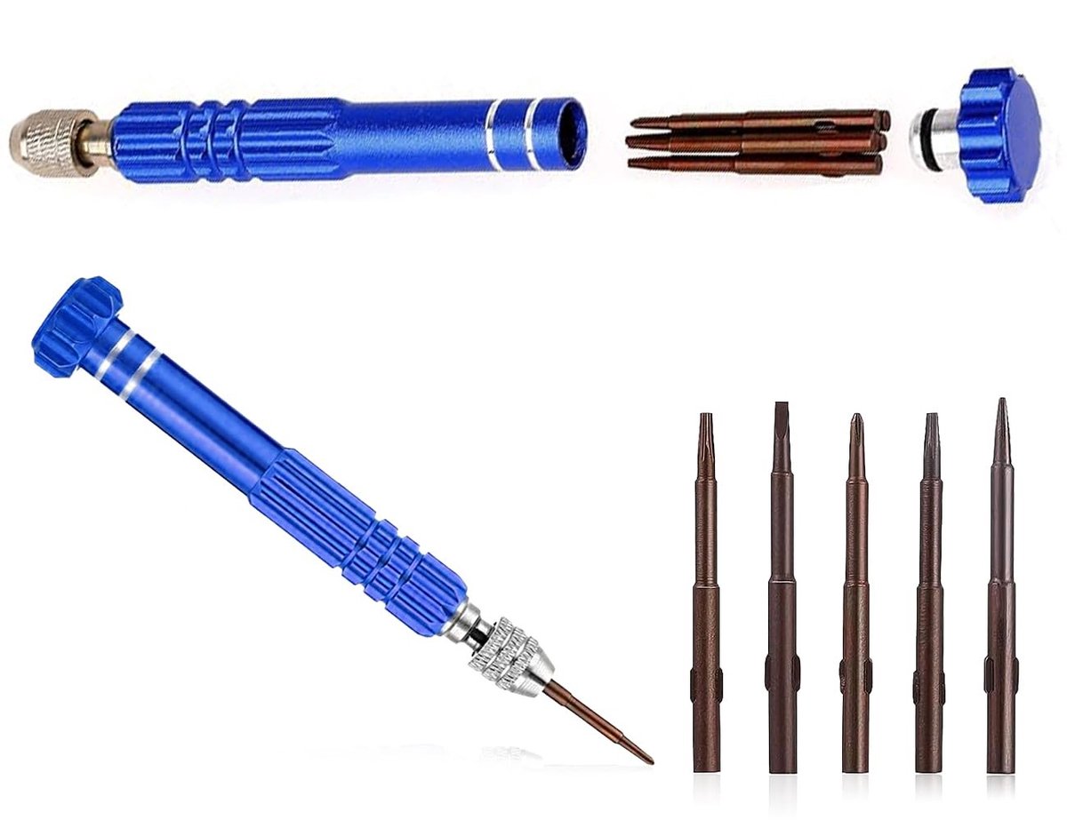 Dailygoods - 5-in-1 Mini Screwdriver Set - Multifunctioneel - 360 graden rotatie - Precision tool - Geschikt voor smartphone, elektronica, horloges, l...