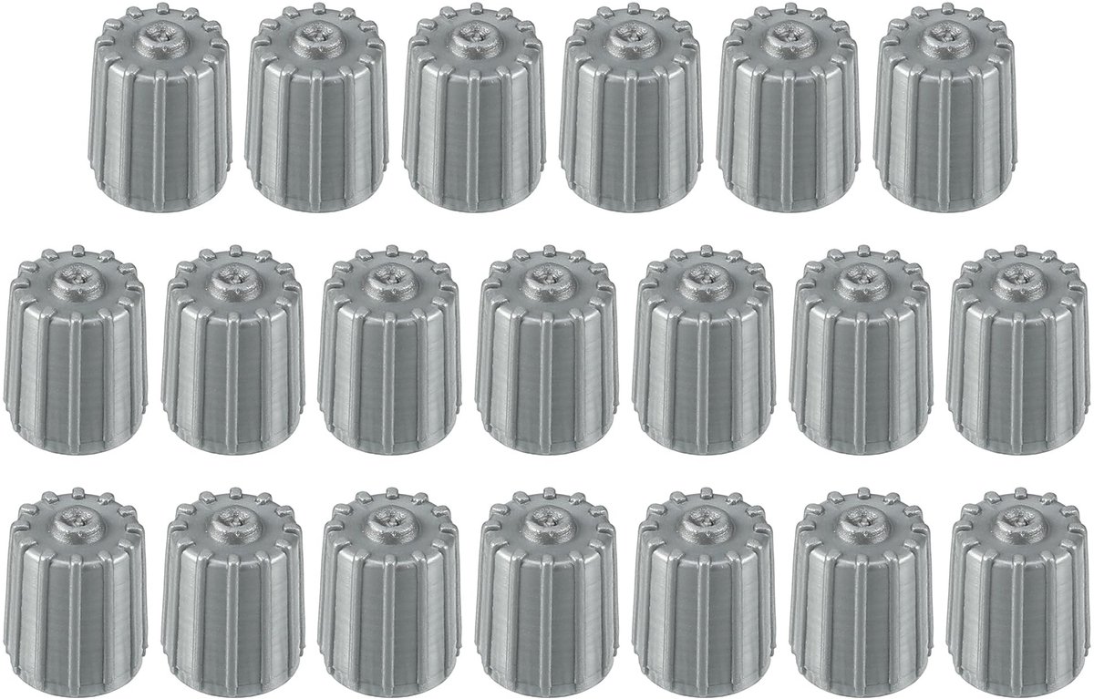 Dailygoods- Ventieldopjes Universeel - 12mm - Kunststof - Grijs - 20 Stuks - Zeshoekige Vorm - Rubber Afdichting - Bandendoppen