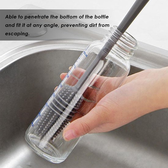 Dailygoods- Flessenborstel - Siliconen - Roterende Borstel - Rietjesborstel - Flessenreinigingsborstel - Duurzaam Ontwerp - Ergonomisch Handvat - Flessenreiniger van Dailygoods — afbeelding 3