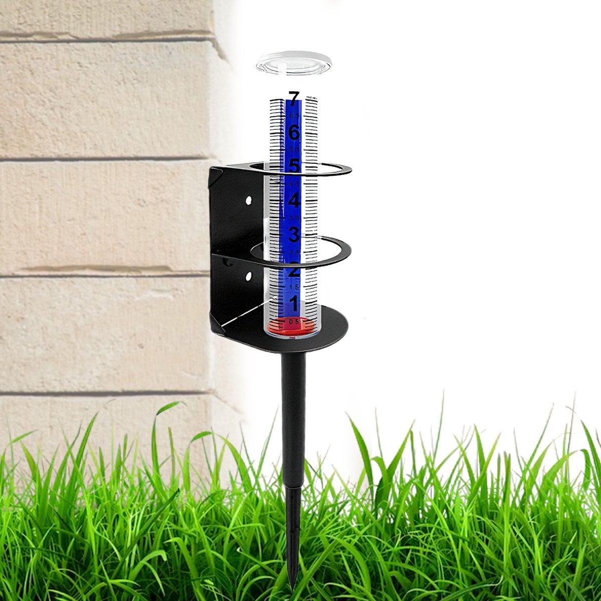 Dailygoods- Regenmeter met metalen paal - Pluviometer - Regenmeter glas - Regenmeter met grondpen - Decoratief voor tuin - Nauwkeurige visuele meetwaarden - Neerslagmeter