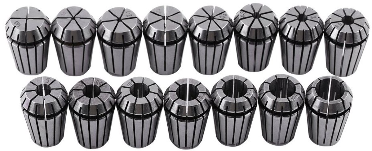 Dailygoods- Spantangenboorhouder 15 Stuks - Hoogwaardig 65Mn Verenstaal - CNC-Freesmachines - Graveergereedschap - Nauwkeurig - Beschermdoos met Etiket - Tangenset