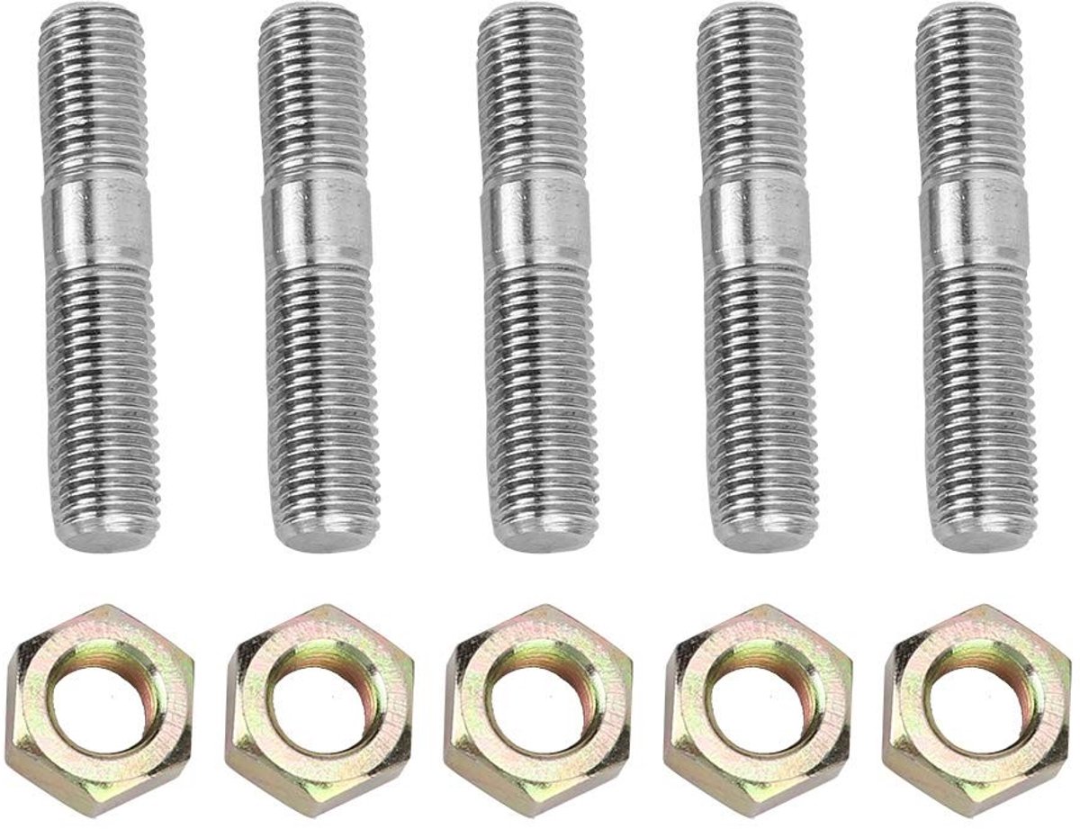 Dailygoods- Uitlaatbouten Professionele Staande Boutkit - M10 1.25 - Vervanging voor M10x1.5 - Turboladerbouten - Auto-onderdelen - Innovatieve Ontwikkeling - Uitlaatstuds