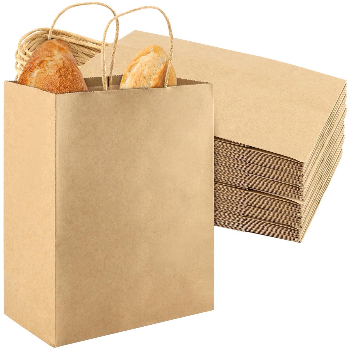Dailygoods- Geschenkzakjes 60 Stuks - Papieren Draagtassen 21 x 11 x 27 cm - Kraftpapier - Sterk Handvat - Verbeterde Dikte - Voor Cadeaus