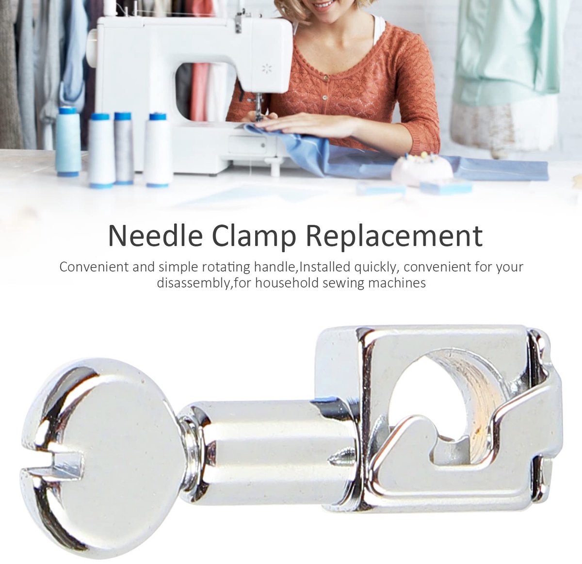 Dailygoods- Naaldklem Vervangbaar - Roestvrij Stalen Naaldklem - Rotatable Handvat - Huishoudelijke Naai Machine - Eenvoudig te Installeren - Duurzaam Materiaal - Naaldhouder