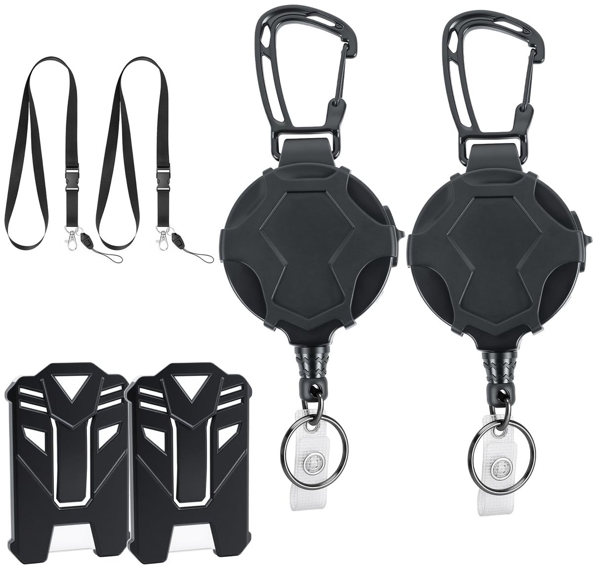 Dailygoods- ID-kaarthouder met 80 cm stalen kabel - Uittrekbare Sleutelhanger - Sleutelhanger Ringen - Sleutelhanger met Snoer - Badgehouder - Draagvermogen 6 kg