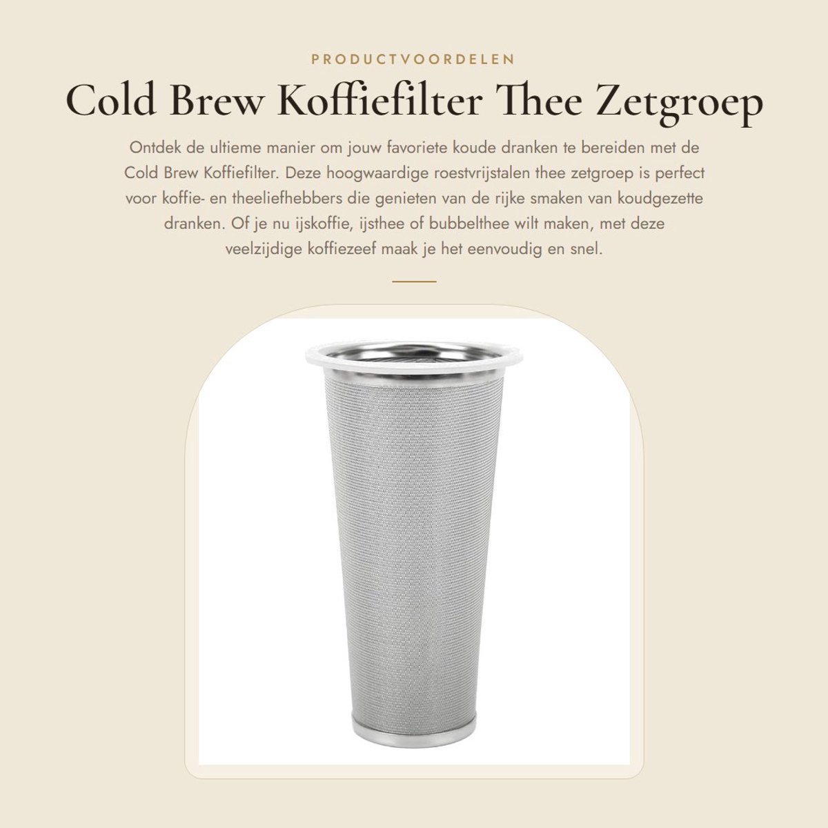 Dailygoods- Koffiefilter Herbruikbaar - Roestvrij Staal - Mesh Filter - Koffie/Thee Zetgroep - 8x15cm - Effectieve Lekdichtheid - Koffiezeef