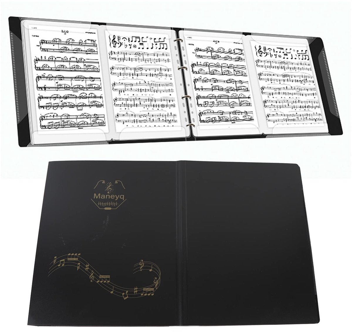 Dailygoods- Koormap A4 - Openklapbaar - Muziekmap met 12 Stalen Clips - Muziekbladhouder - 4-Pagina's Uitbreiding - Transparant Ontwerp
