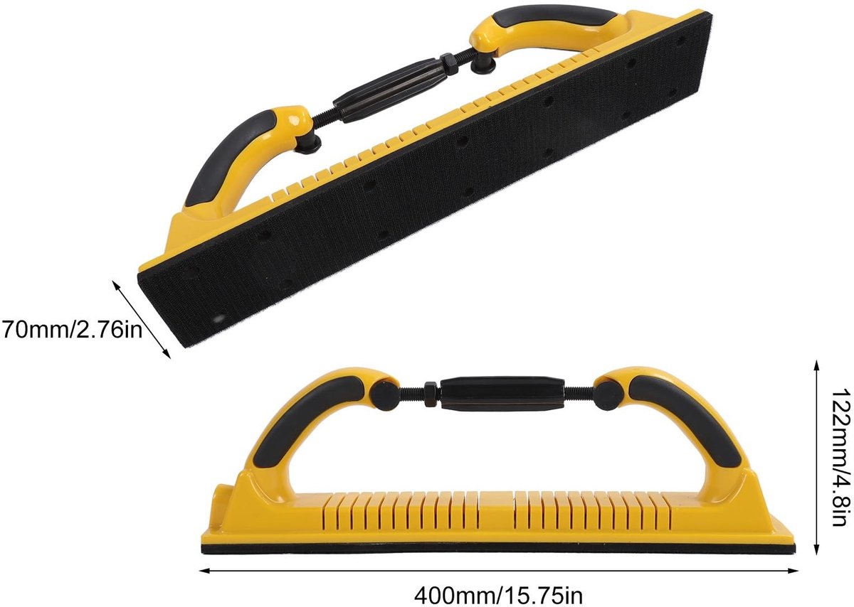 Dailygoods- Handschuurblok 70 X 400 Mm - Verstelbaar - ABS - Stofafzuiging - Flexibel - Geschikt voor Autocarrosserie - Schuurblok