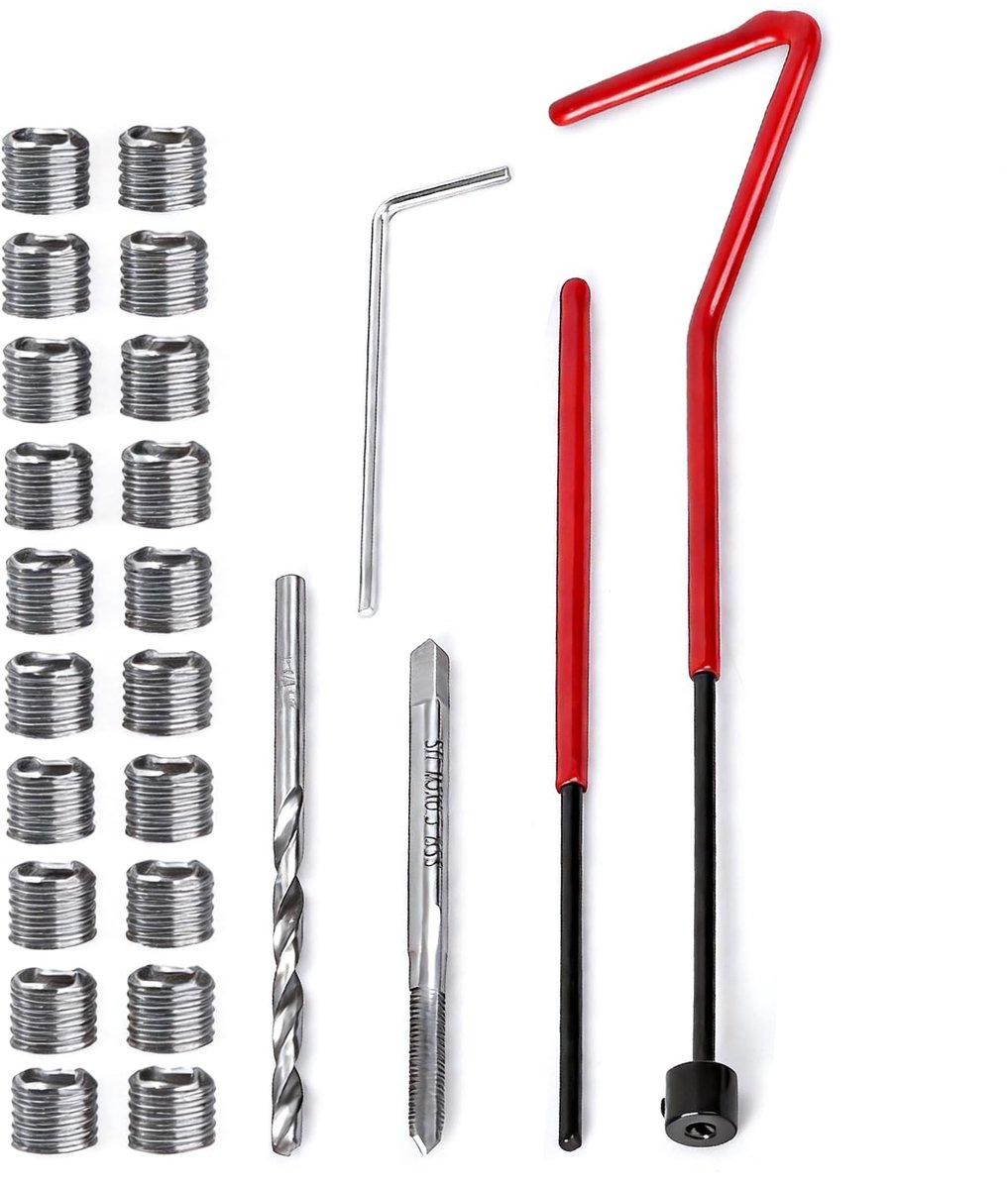 Dailygoods- Draad Reparatie Insert Kit - 25 Stuks - Kosteneffectief - Betrouwbare Prestaties - Metaal - Transparante Plastic Doos - Draadreparatieset