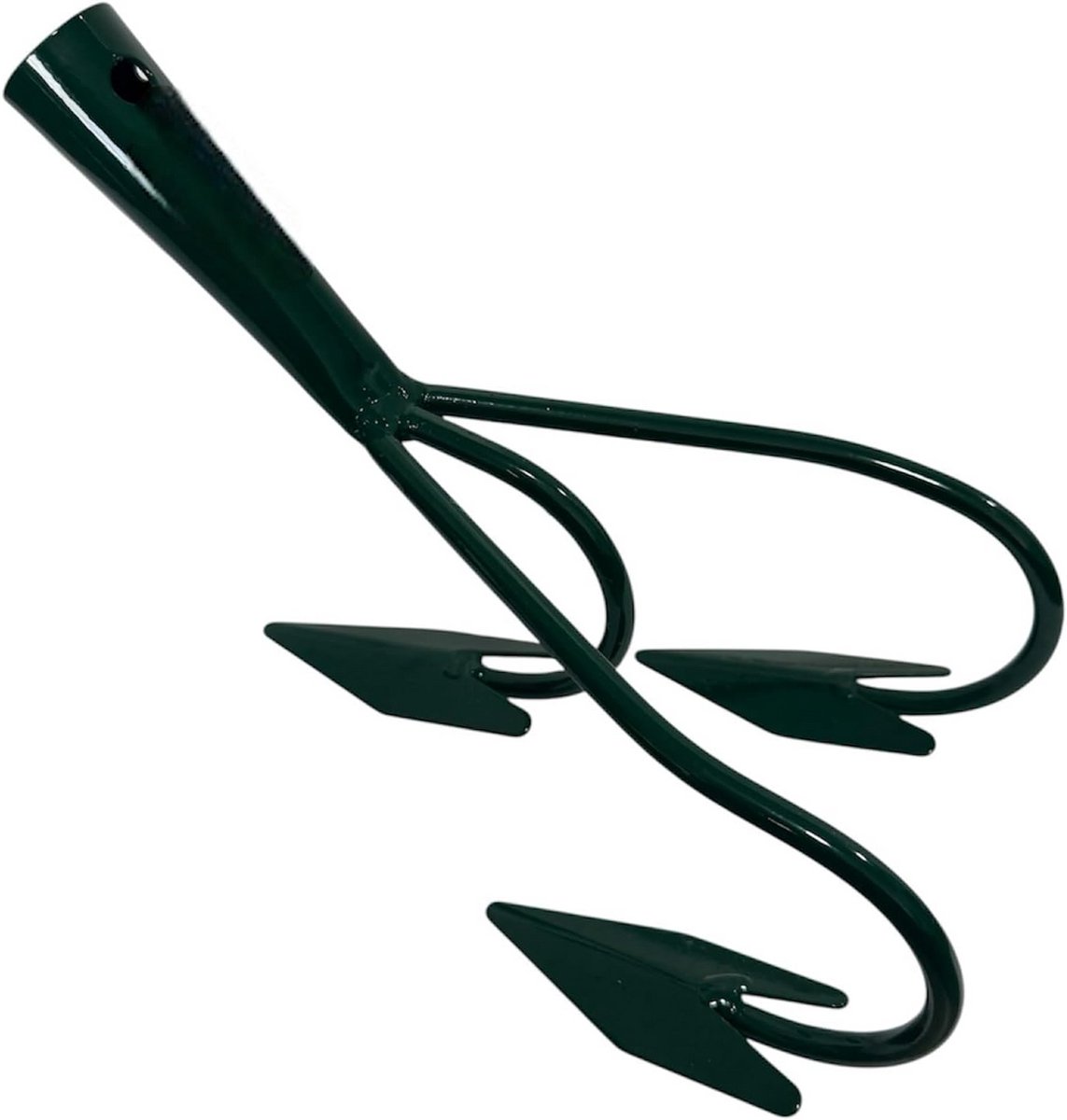 Tuin cultivator klauw - Gras hark - Bodem bewerken - Met 3 tanden - 120 cm steel - Groen