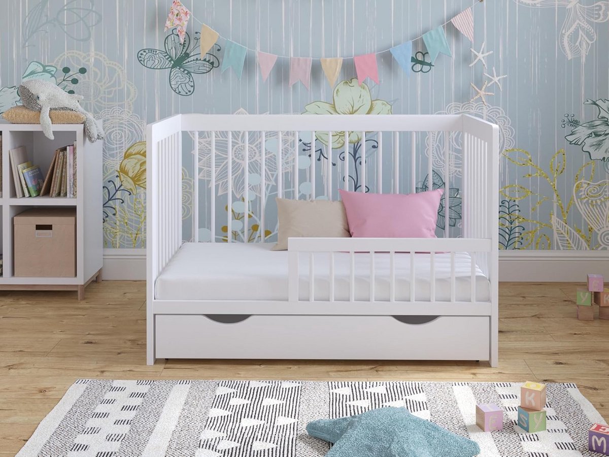Babybed Uitbreidbaar - Kinderbed Peuterbed - Veilige Slaapplek - Groeit Mee - 120 x 60 cm - Wit