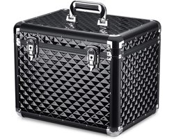 Poetsbox Paard - Aluminium Box - Paardenverzorging Opslag - Verstelbare Indeler - 40 x 32 x 31 cm - Zwart Metallic