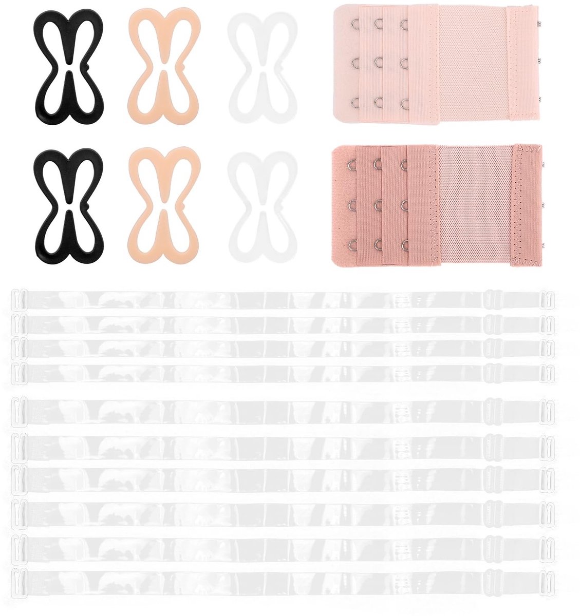 Dailygoods- Bh-bandjes Set van 18 - Transparante Bandjes - Antislip