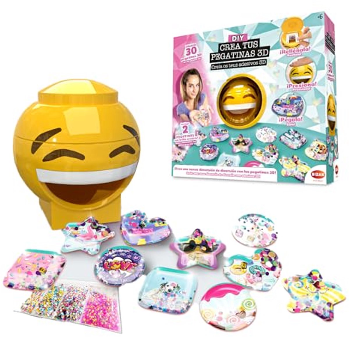 3D sticker machine - Sticker maker - Creatief knutselen - Grappige smile-vorm - 250+ edelstenen - Meerkleurig