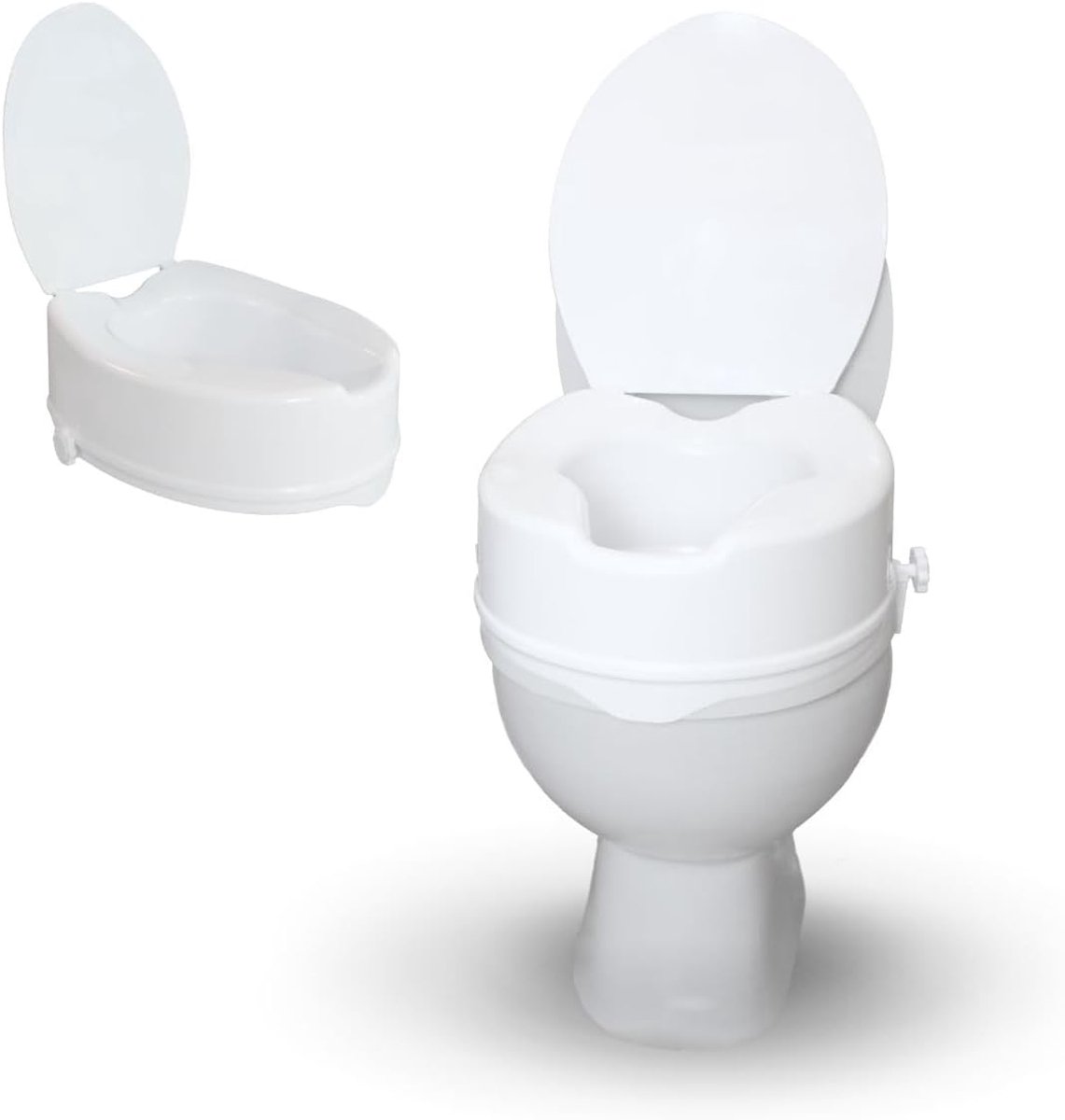 Toiletverhoger - Zitting met deksel - Comfortabel zitten - In hoogte verstelbaar - 14 cm hoog - Wit