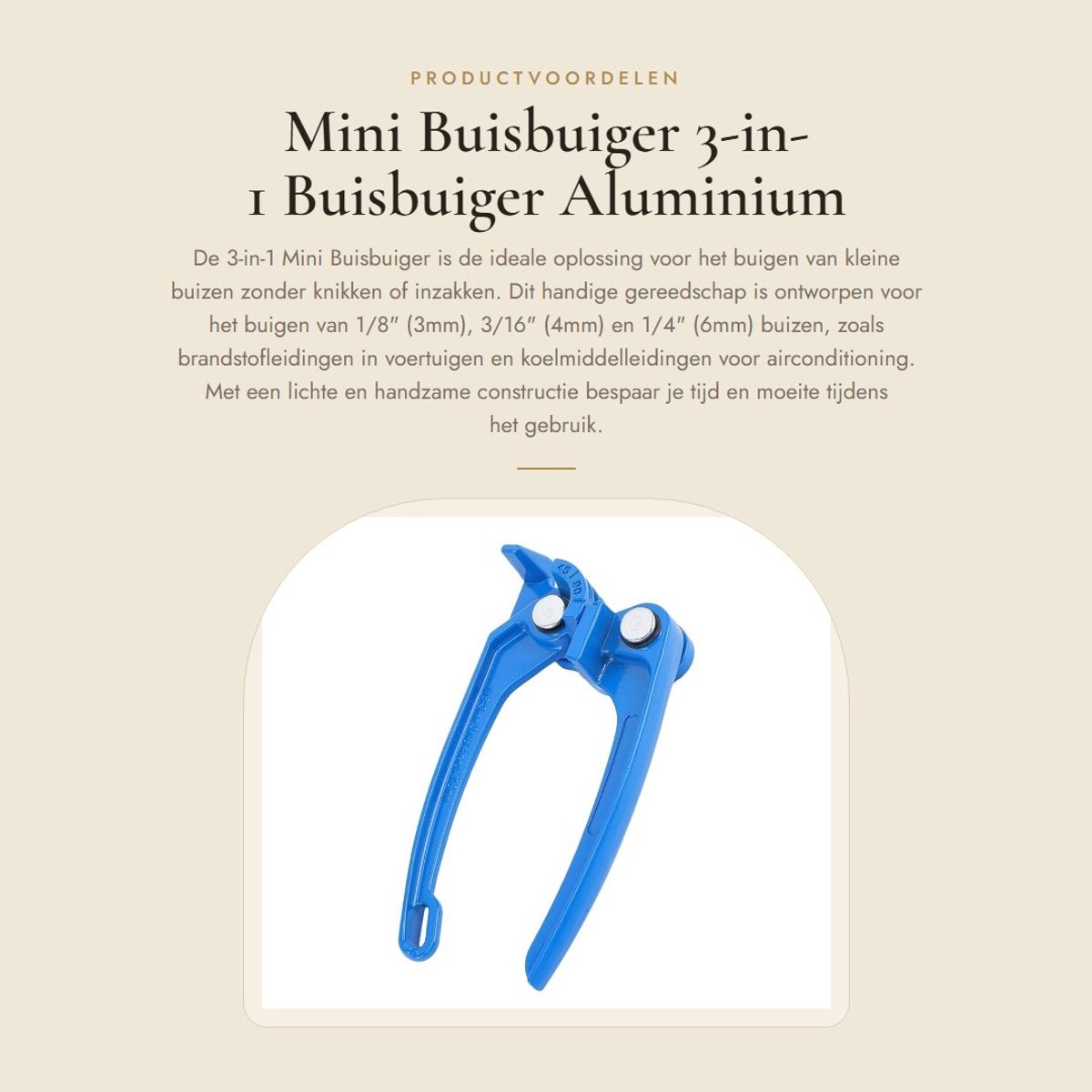 Dailygoods- Buisbuiger 3-in-1 - Lichtgewicht Handheld - Aluminium Legering - Voor 1/8"/3/16"/1/4" Buizen - Kinkvrij Biegen - 45˚ tot 90˚ Verstelbaar - Tubenbender