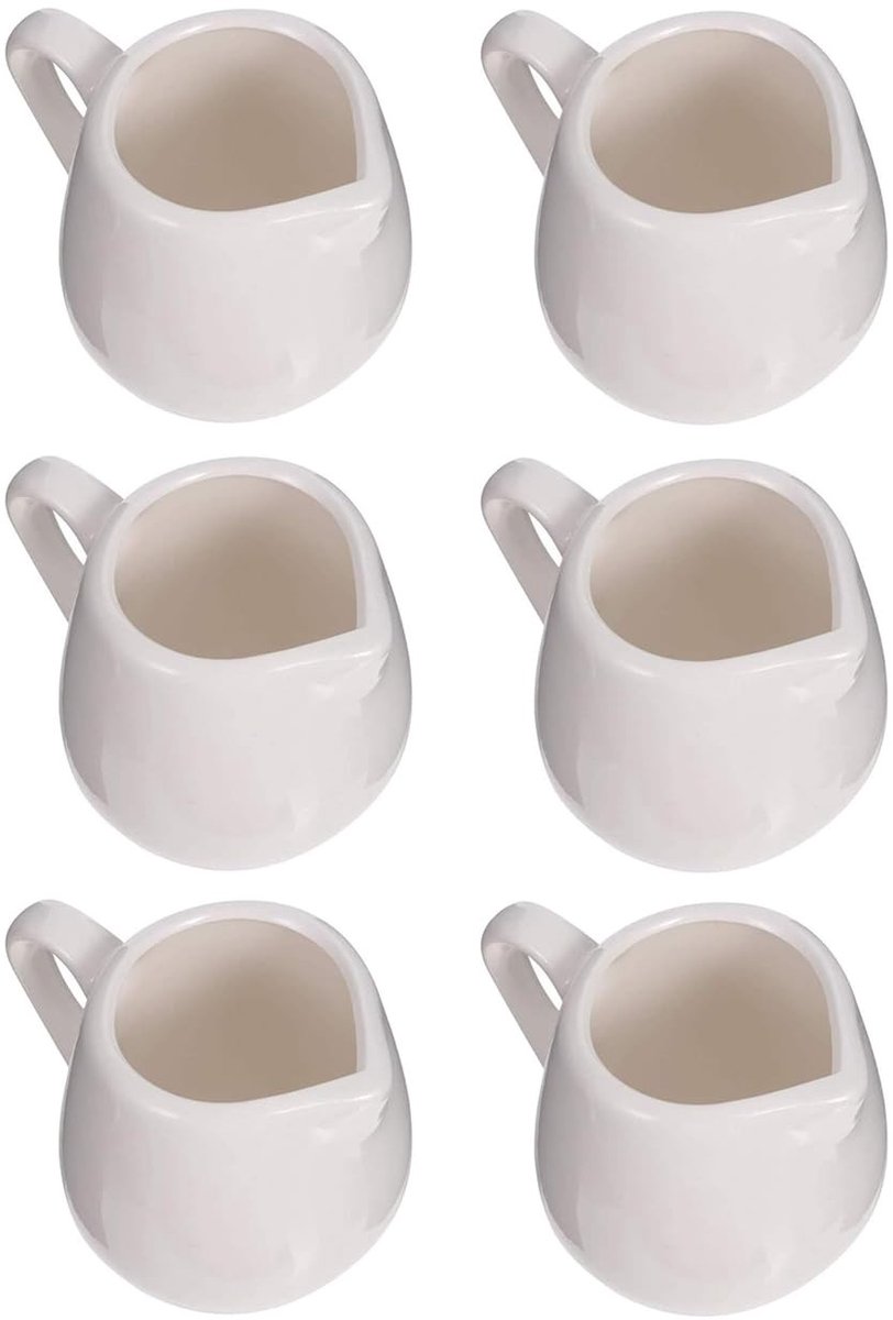 Dailygoods- Melkkannetje 100 ml - Mini Melkkannetjes - Keramisch - Koffiemelk - Thee/Room - Met Handvat - Creamer