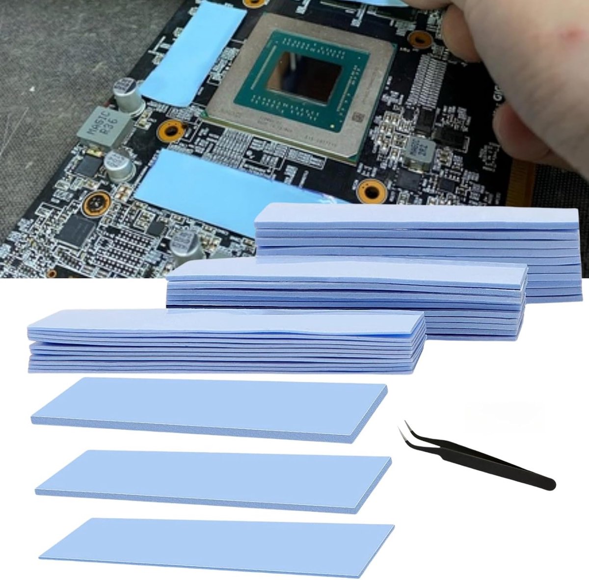 Warmtegeleidingspads - Thermische Kussens - Koeling Optimaliseren - Herbruikbaar Siliconen - 30 Stuks Verschillende Diktes - Zwart