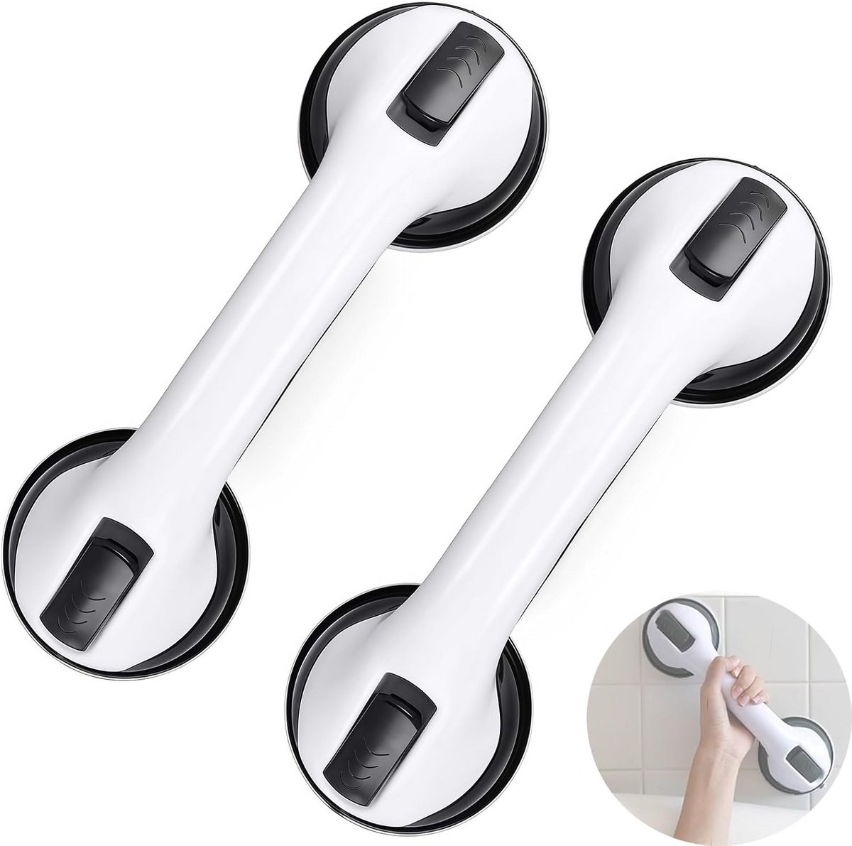 Handgreep met zuignap - Veiligheidshandgreep - Extra stabiliteit - Snelle installatie - 30 cm - Zwart